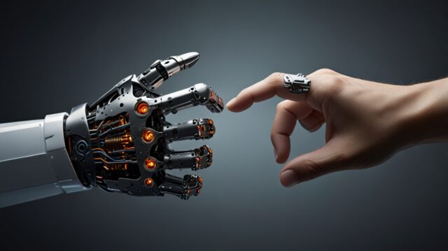 Leonardo_Lightning_XL_A_robots_left_hand_and_a_mans_right_hand_1